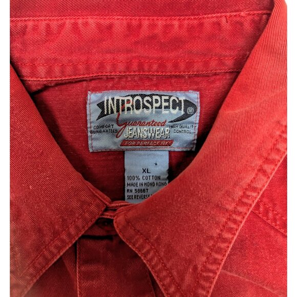 Vintage Introspect Jeanswear 90s red denim shirt 100% cotton Size XL - Picture 3 of 4